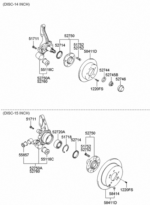 52750 2e000 Genuine Hyundai Carrier Assembly Rear Axle Lh