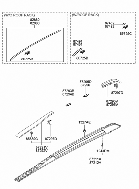 Right Genuine Hyundai 87220-3K000 Roof Molding Assembly Right Genuine Hyundai 87220-3K000 Roof Molding Assembly