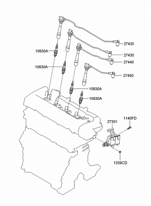 2007 Hyundai Tucson Cable Assembly-Spark Plug No.3 Diagram for 27440-37310
