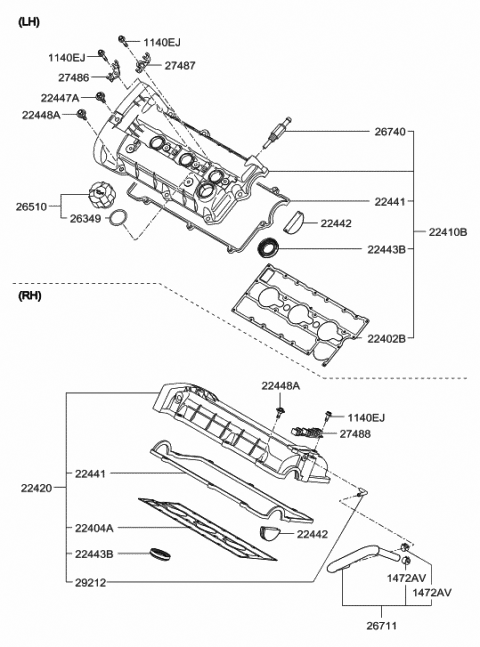 2008 Hyundai Tucson Cover Assembly-Rocker,RH Diagram for 22420-37213