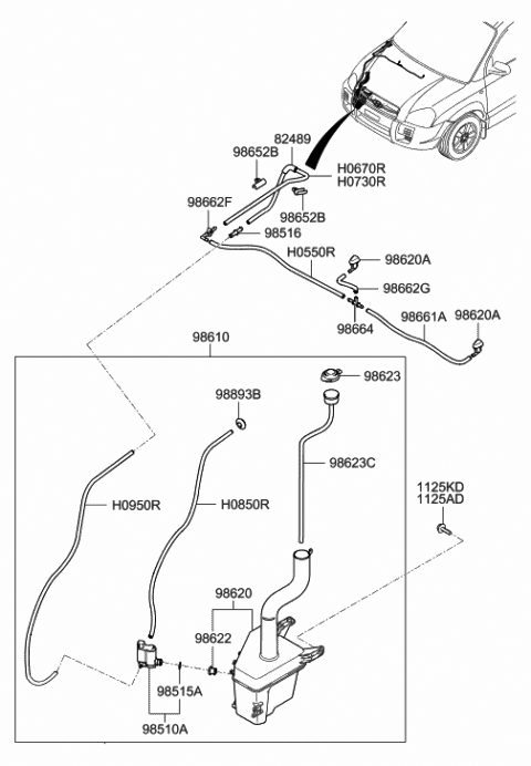 2006 Hyundai Tucson Gauge-Washer Level Diagram for 98623-2E000