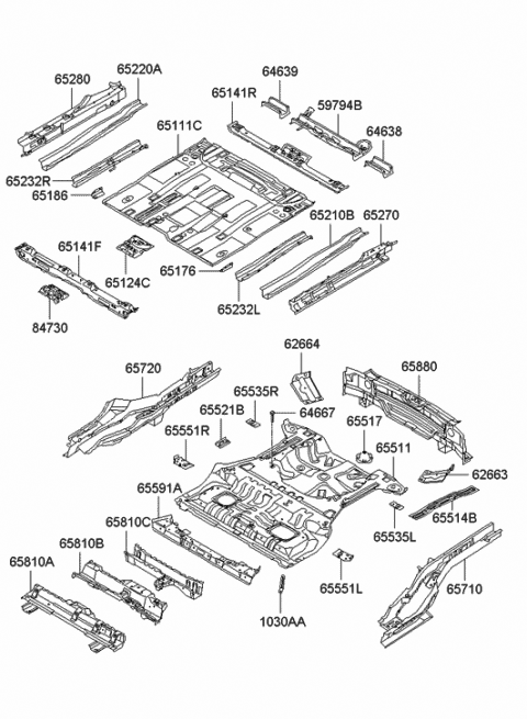 2008 Hyundai Tucson Bracket Assembly-Tray Side Rear Mounting Diagram for 65535-2E010