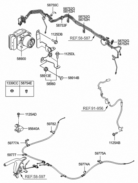 2007 Hyundai Tucson Anti-Lock Brake Control Unit Abs Pump Esc Diagram for 58920-1F300
