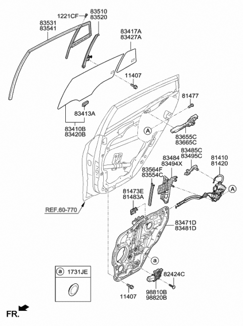 2019 Hyundai Ioniq Rear Left-Hand Door Module Panel Assembly Diagram for 83471-G2000