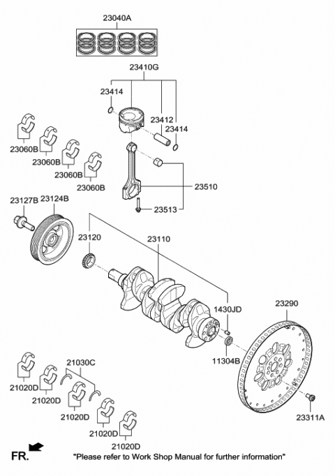 2017 Hyundai Ioniq Crankshaft Assembly Diagram for 23110-03HA0