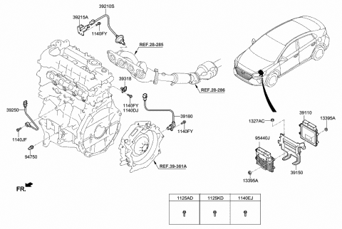 2018 Hyundai Ioniq Sensor Assembly-Oxygen,Front Diagram for 39210-03130