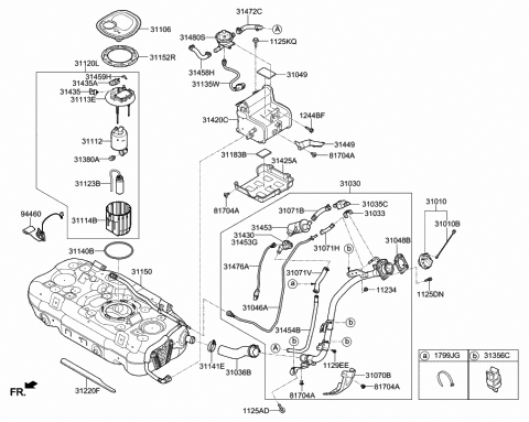 2017 Hyundai Ioniq Fuel Pump & Tube Assembly Diagram for 31119-1W100