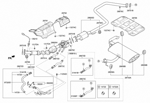 2018 Hyundai Ioniq Center Muffler Assembly Diagram for 28650-G2120