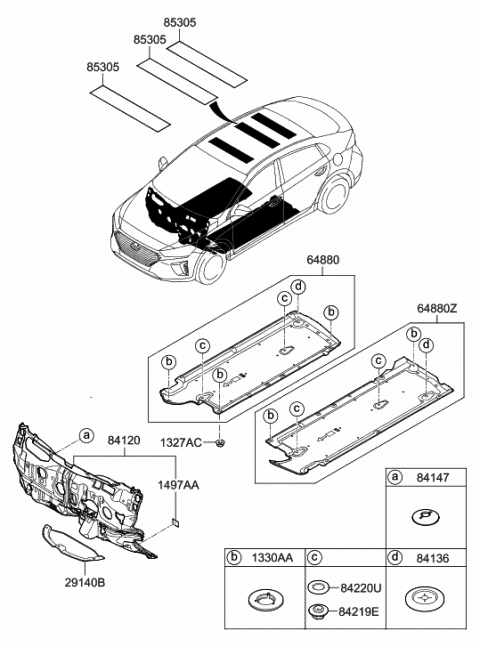 2017 Hyundai Ioniq Under Cover Assembly,LH Diagram for 84135-G2000