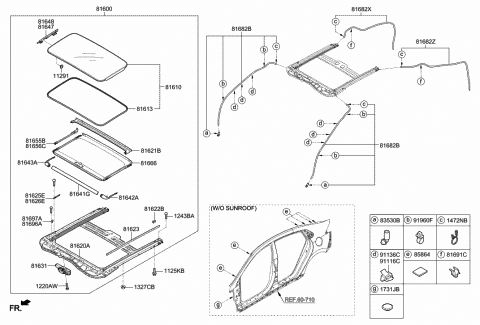 2018 Hyundai Ioniq Sunshade Assembly-Sunroof Diagram for 81666-F2000-YGE