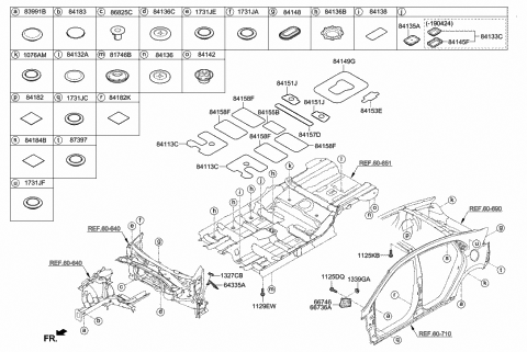 2017 Hyundai Ioniq Pad-Antivibration Rear Floor,Front Diagram for 84156-G2000