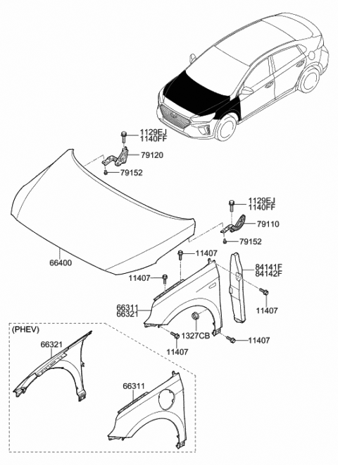 2019 Hyundai Ioniq Insulator-Fender LH Diagram for 84141-G2000
