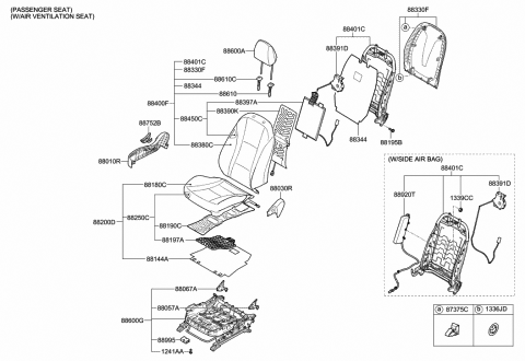 2016 Hyundai Elantra GT Front Passenge Side Seat Cushion Covering Diagram for 88260-A5030-SGD
