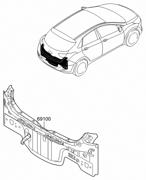 2015 Hyundai Elantra GT Back Panel & Trunk Lid Diagram