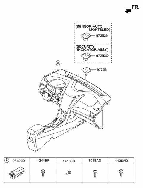 2017 Hyundai Elantra GT SECUrity Indicator Assembly Diagram for 97253-3X100