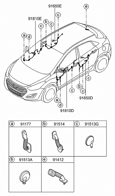 2016 Hyundai Elantra GT Wiring Assembly-Front Door(Passenger) Diagram for 91631-A5010
