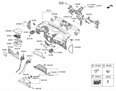 2015 Hyundai Elantra GT Panel,Center Diagram for 84706-A5000-VYF