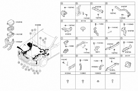 2018 Hyundai Genesis G80 Wiring Assembly-Front Diagram for 91276-B1930