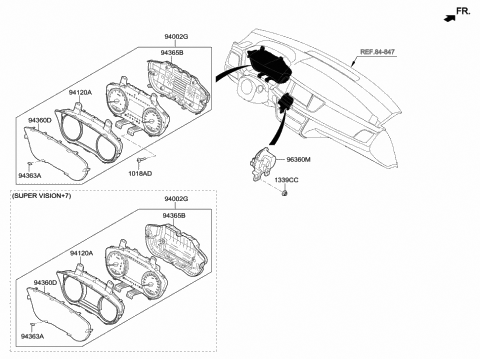 2017 Hyundai Genesis G80 Cluster Assembly-Instrument Diagram for 94041-B1100