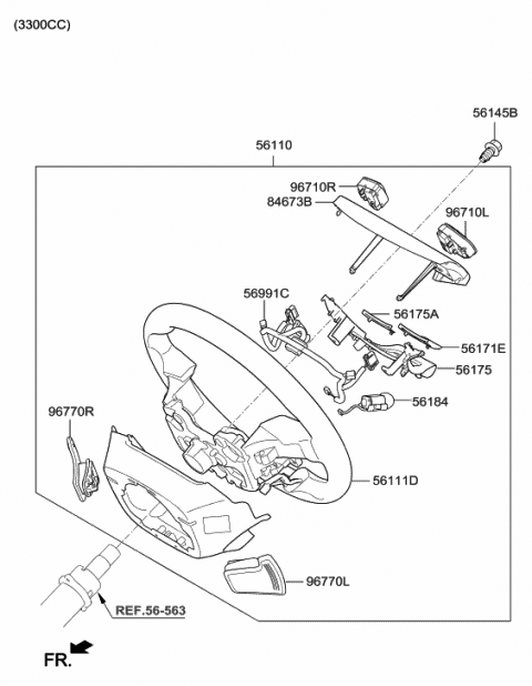 2018 Hyundai Genesis G80 Body-Steering Wheel Diagram for 56111-B1750-RNB