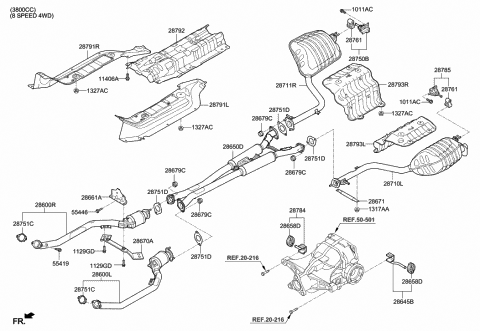 2020 Hyundai Genesis G80 Front Muffler Assembly, Left Diagram for 28600-D2120