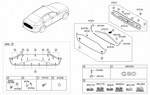 2020 Hyundai Genesis G80 3.3T Emblem Diagram for 86311-B1700