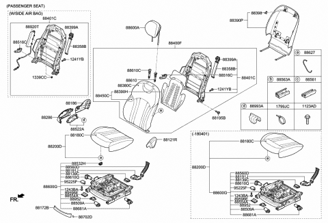 2018 Hyundai Genesis G80 Back Assembly-Front Seat Passenger Diagram for 88404-B1360-TWS
