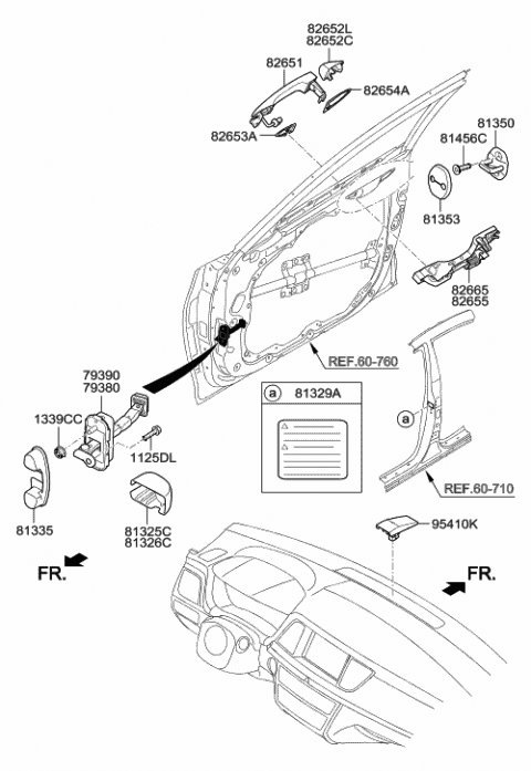 2018 Hyundai Genesis G80 Cover-Front Door Outside Handle,Passenger Diagram for 82652-B1310