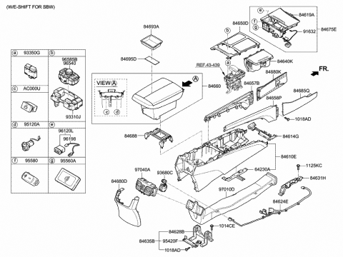 2017 Hyundai Genesis G80 Console Assembly-Floor Diagram for 84610-B1000-WYB