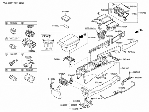 2017 Hyundai Genesis G80 Switch Assembly-Console Upper Cover Diagram for 93315-B1000-4X