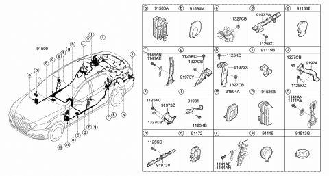 2018 Hyundai Genesis G80 Wiring Assembly-Floor Diagram for 91582-B1801