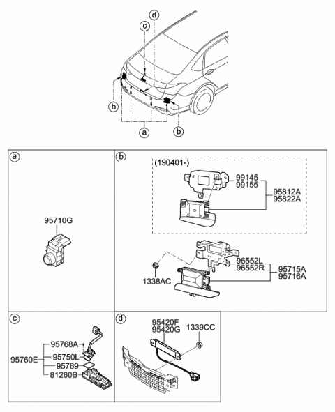 2018 Hyundai Genesis G80 Camera Assembly-Back View Diagram for 95766-B1010