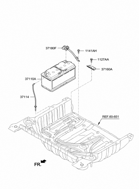 2018 Hyundai Genesis G80 Battery Sensor Assembly Diagram for 37180-B1210