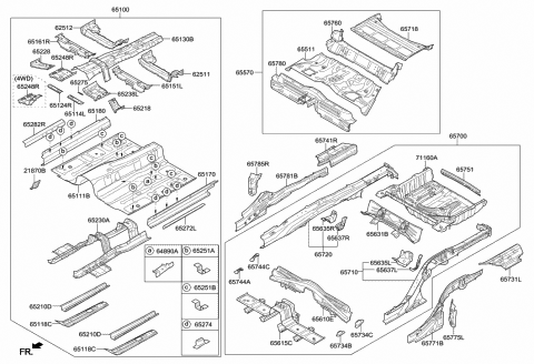 2018 Hyundai Genesis G80 Reinforcement Assembly-Center Floor Diagram for 65131-B1540