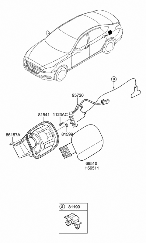 Genuine Hyundai 81906-21330 Fuel Filler Door Lock Assembly Genuine Hyundai 81906-21330 Fuel Filler Door Lock Assembly