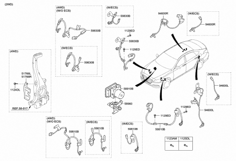 2017 Hyundai Genesis G80 Brake Hydraulic Unit Assembly Diagram for 58920-B1AF0