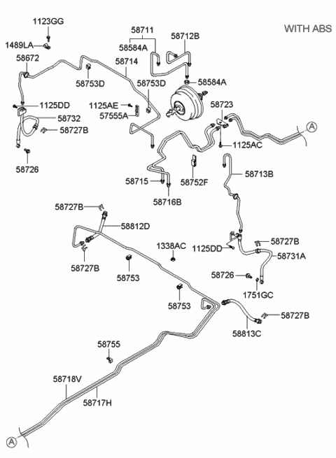 2005 Hyundai Santa Fe Tube Assembly-Brake Diagram for 58715-26050