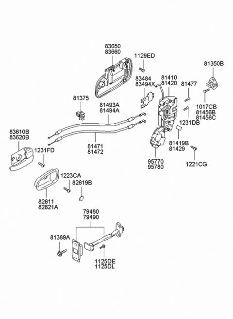 2001 Hyundai Santa Fe Retainer-Rear Door Latch RH Diagram for 81498-26000