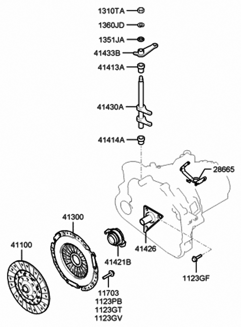 2001 Hyundai Santa Fe BUSHING Diagram for 41413-3A010
