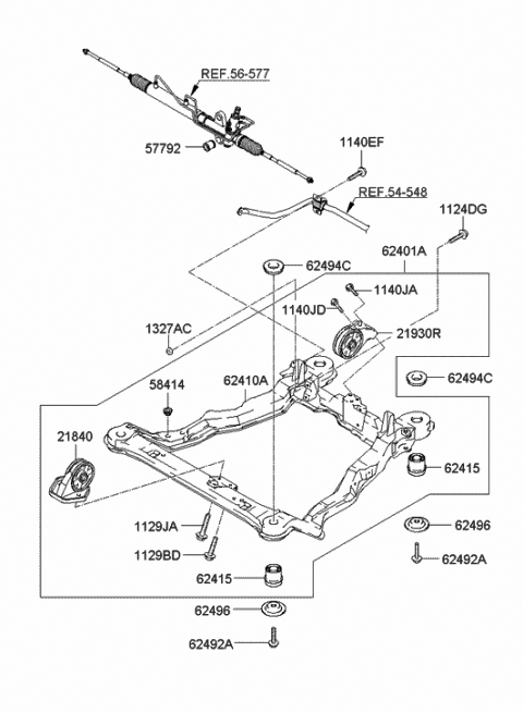 2002 Hyundai Santa Fe Crossmember Complete Diagram for 62401-26000