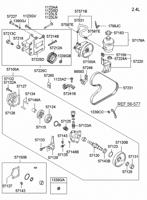 2002 Hyundai Santa Fe Pump Assembly-Power Steering Oil Diagram for 57100-26500