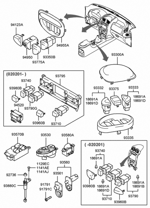 2004 Hyundai Santa Fe Bolt-Washer Assembly Diagram for 11293-06123