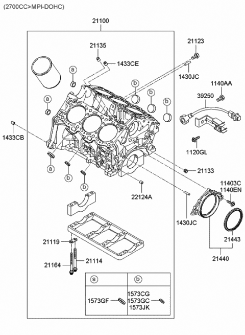 2000 Hyundai Santa Fe Block Assembly-Cylinder Diagram for 21100-38207