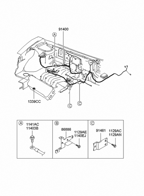 Genuine Hyundai 91450-38122 Engine Control Module Wiring Assembly Genuine Hyundai 91450-38122 Engine Control Module Wiring Assembly