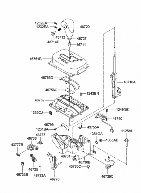 2000 Hyundai Santa Fe Slider"A" Diagram for 46755-26000-CA