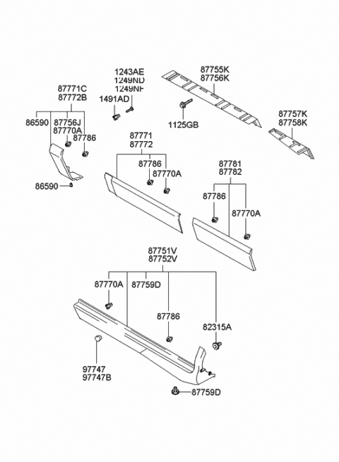 Right Genuine Hyundai 87791-23001 Quarter Panel Garnish Assembly Right Genuine Hyundai 87791-23001 Quarter Panel Garnish Assembly