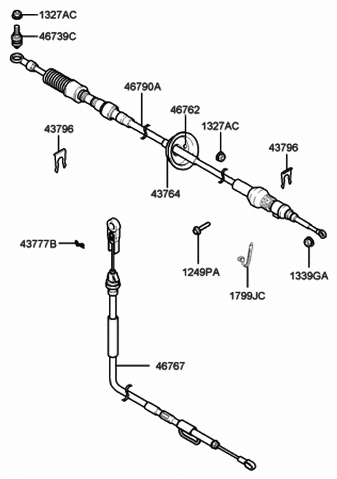 2006 Hyundai Santa Fe Cable Assembly-Shift Lock Diagram for 46767-26001