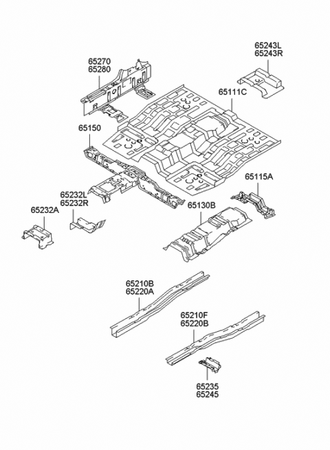 2000 Hyundai Santa Fe Panel-Center Floor Diagram for 65111-26200