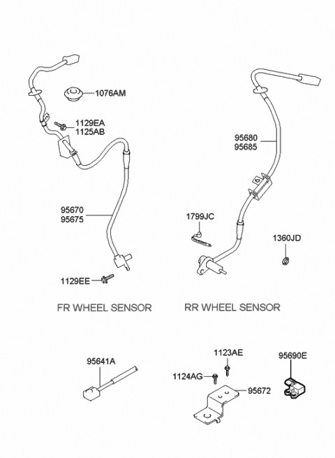 2000 Hyundai Santa Fe Bracket-Absorber "G" Sensor Diagram for 95672-26000