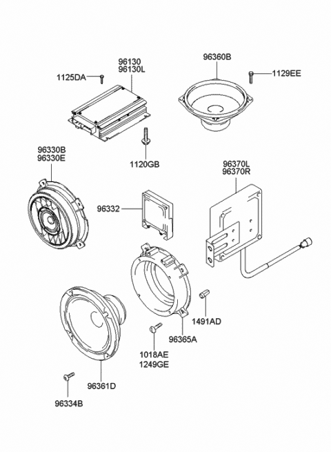 2002 Hyundai Santa Fe Rear Speaker Diagram for 96360-26200